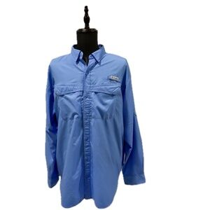 Columbia PFG OmniShade Men's Size 2XL Outdoor Fishing Shirt Long Sleeve Blue